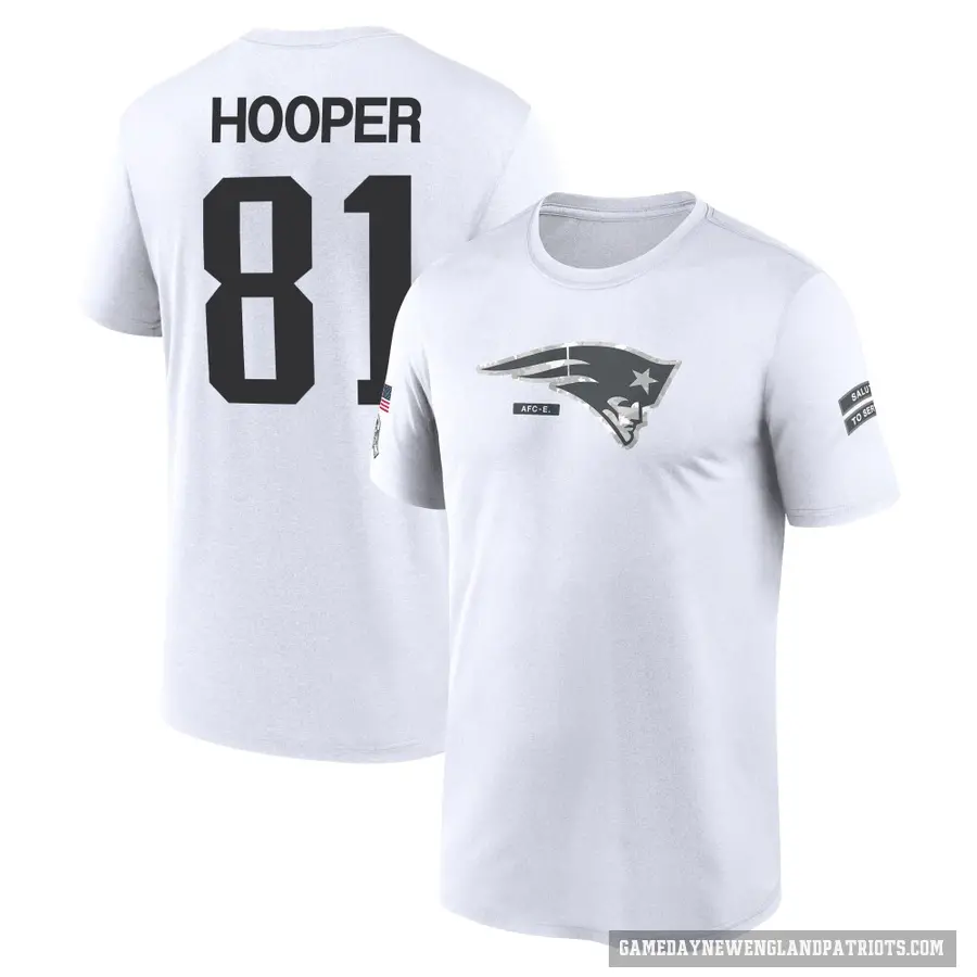 Men's ＃81 Austin Hooper New England Patriots White 2024 Salute to Service Performance T-Shirt