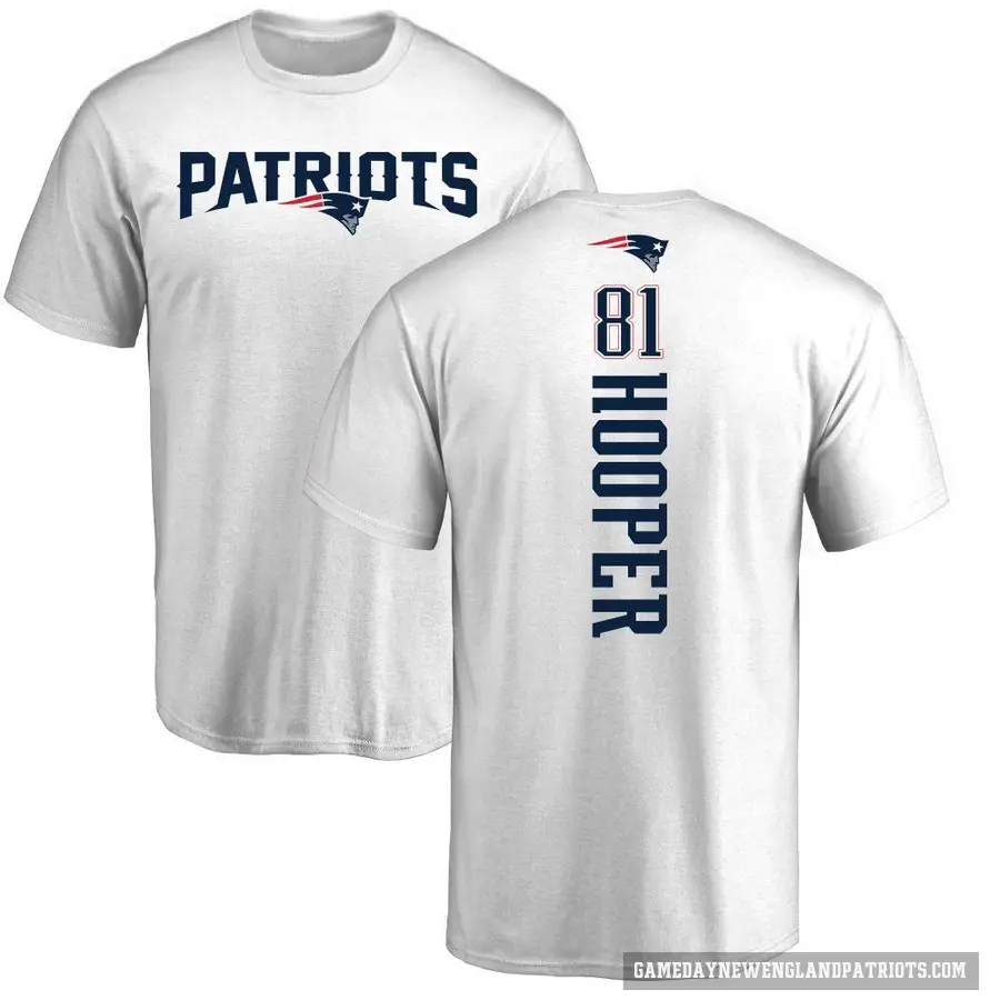 Men's ＃81 Austin Hooper New England Patriots White Backer T-Shirt