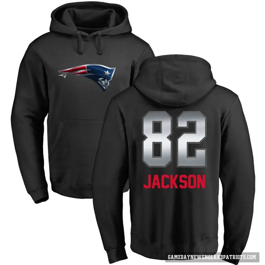 Men's ＃82 JaQuae Jackson New England Patriots Black Midnight Mascot Pullover Hoodie