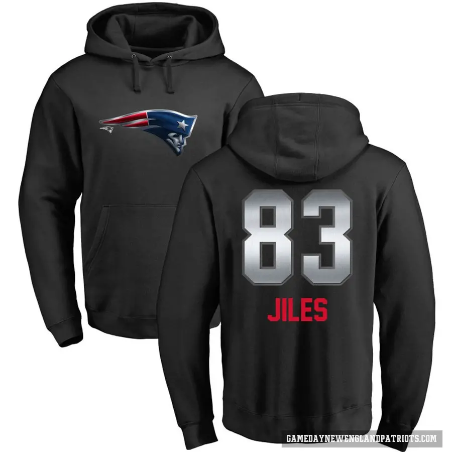 Men's ＃83 John Jiles New England Patriots Black Midnight Mascot Pullover Hoodie