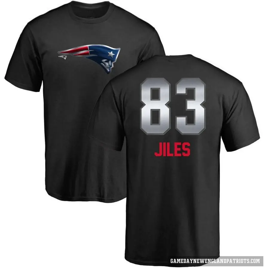 Men's ＃83 John Jiles New England Patriots Black Midnight Mascot T-Shirt