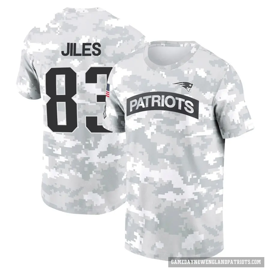 Men's ＃83 John Jiles New England Patriots Camo Arctic 2024 Salute to Service Performance T-Shirt