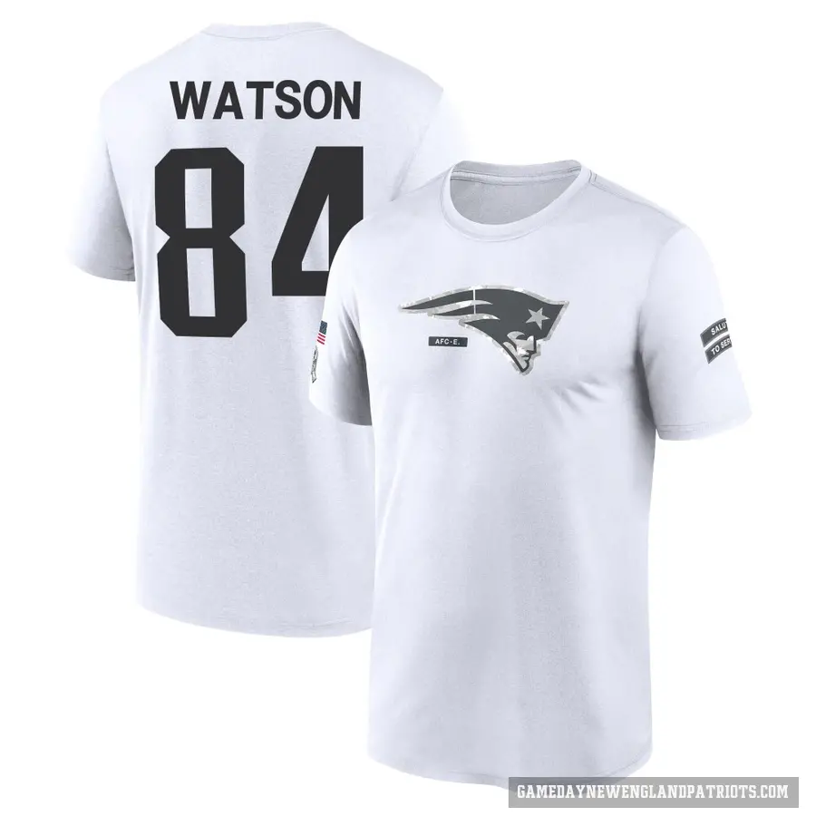 Men's ＃84 Benjamin Watson New England Patriots White 2024 Salute to Service Performance T-Shirt