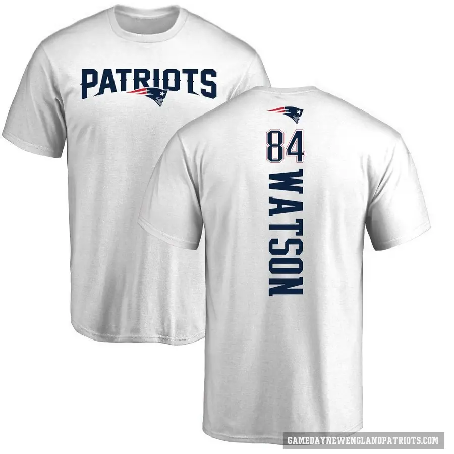 Men's ＃84 Benjamin Watson New England Patriots White Backer T-Shirt