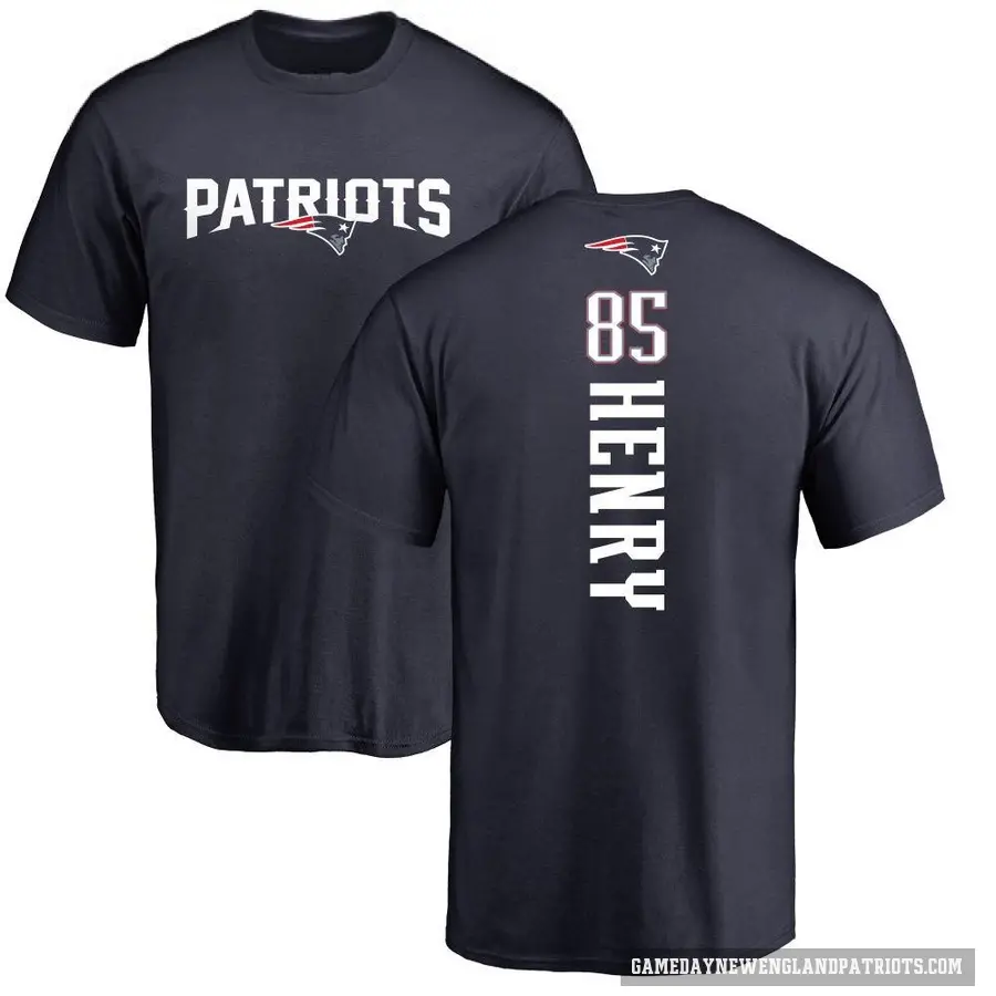 Men's ＃85 Hunter Henry New England Patriots Navy Backer T-Shirt