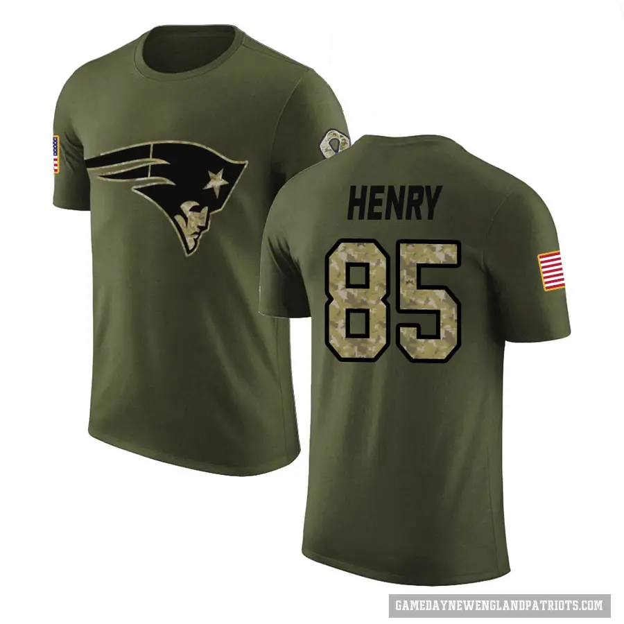 Men's ＃85 Hunter Henry New England Patriots Olive Salute to Service T-Shirt