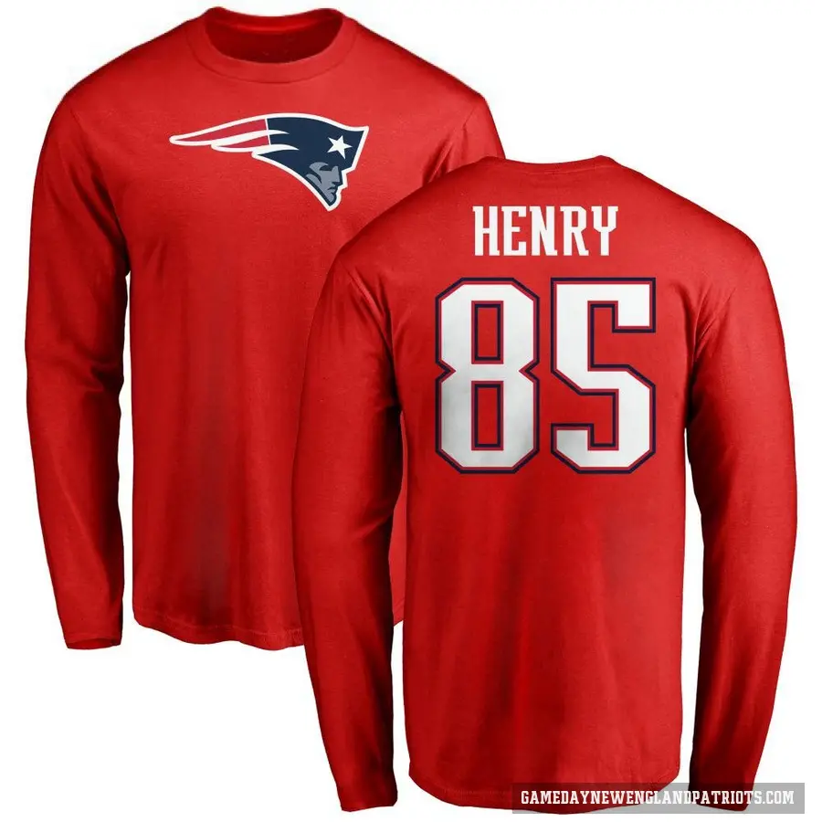 Men's ＃85 Hunter Henry New England Patriots Red Logo Long Sleeve T-Shirt