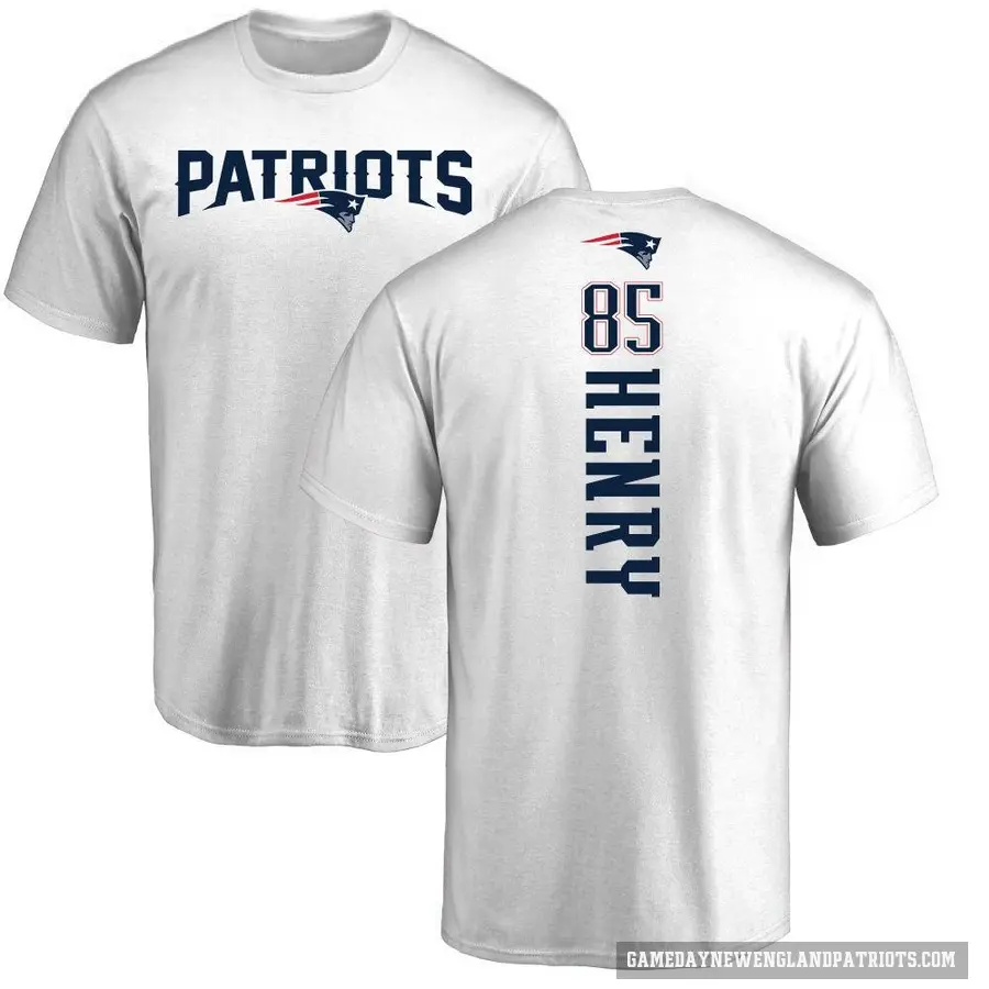 Men's ＃85 Hunter Henry New England Patriots White Backer T-Shirt