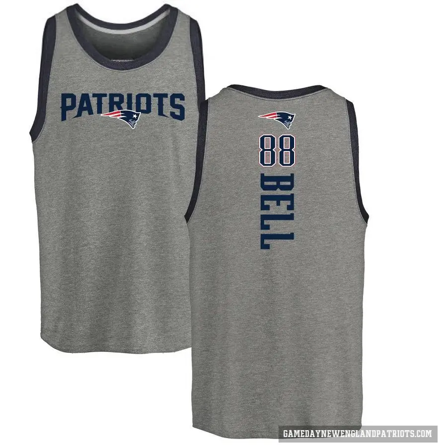 Men's ＃88 Jaheim Bell New England Patriots Ash Backer Tank Top