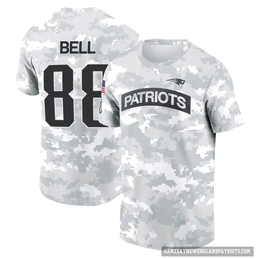 Men's ＃88 Jaheim Bell New England Patriots Camo Arctic 2024 Salute to Service Performance T-Shirt