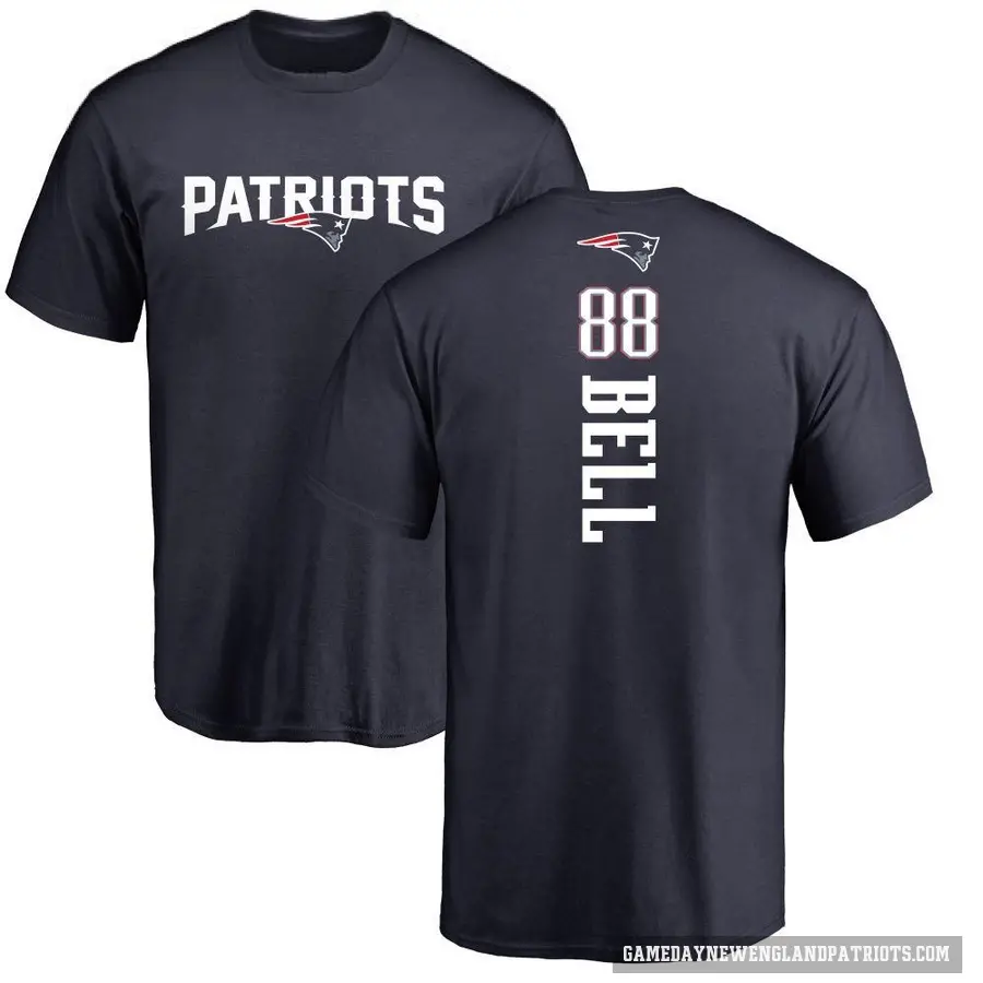 Men's ＃88 Jaheim Bell New England Patriots Navy Backer T-Shirt