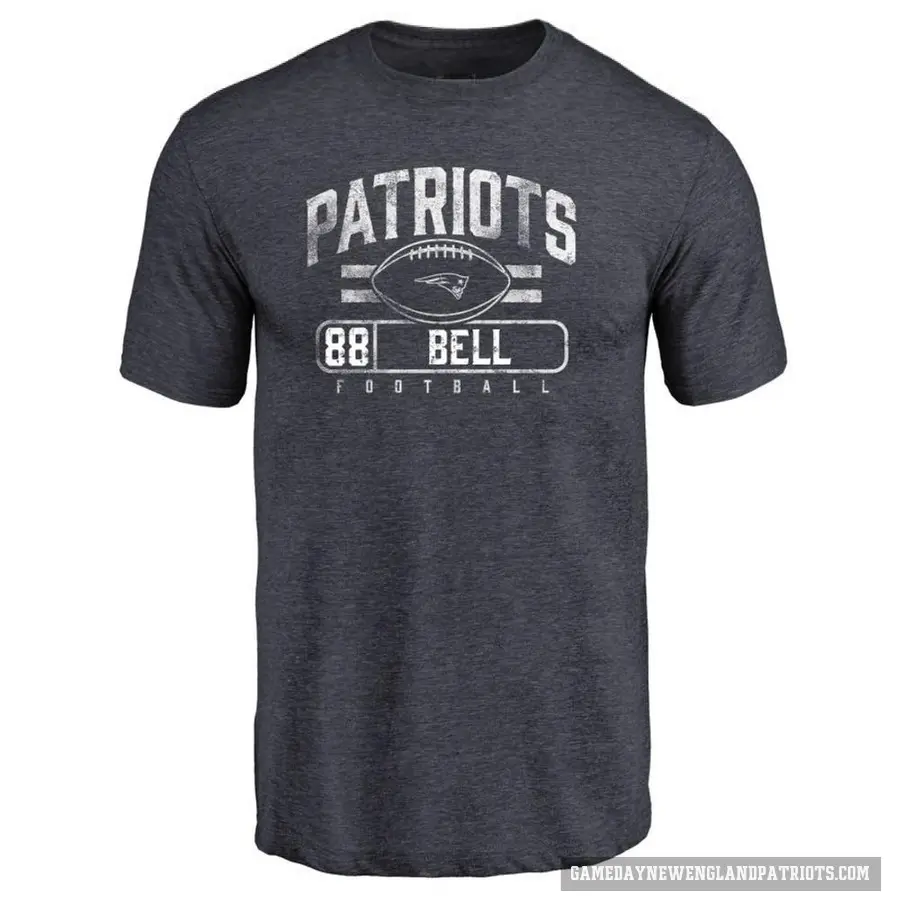 Men's ＃88 Jaheim Bell New England Patriots Navy Flanker T-Shirt