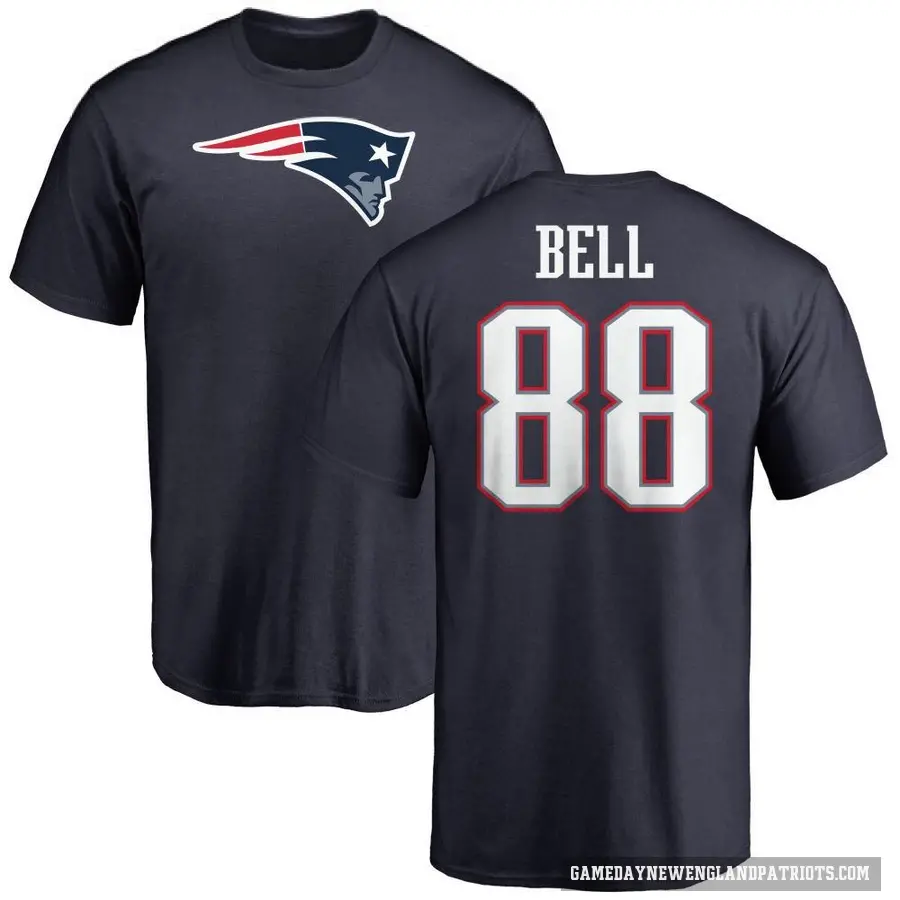 Men's ＃88 Jaheim Bell New England Patriots Navy Logo T-Shirt