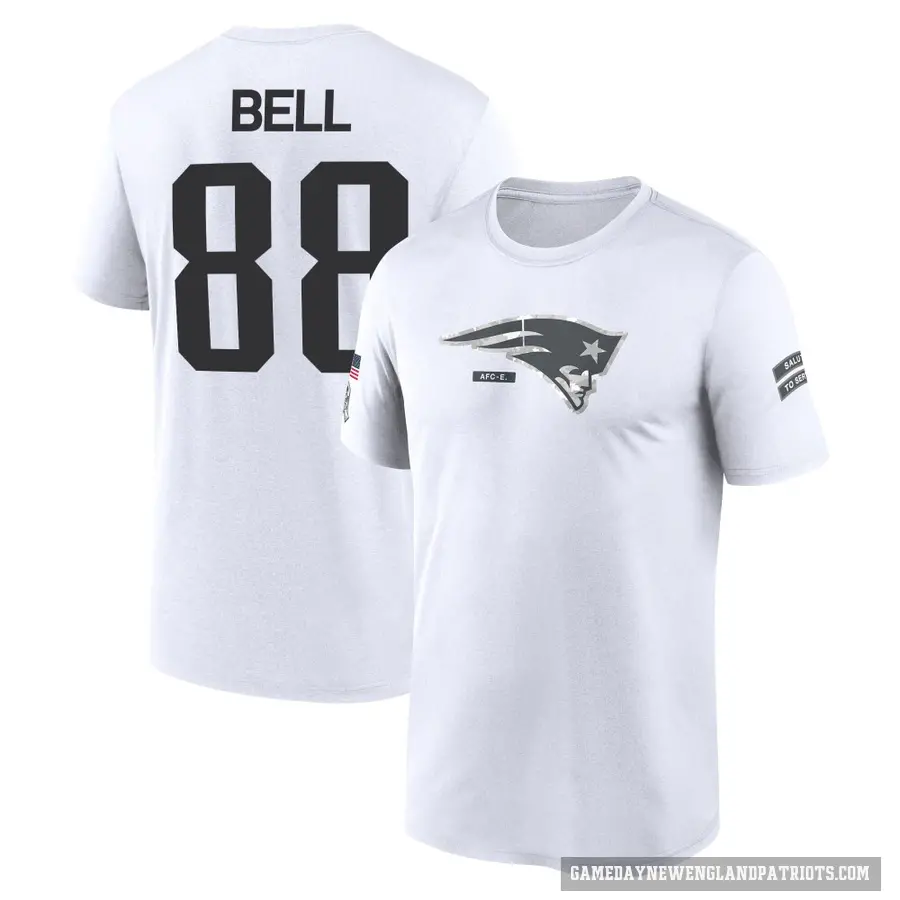 Men's ＃88 Jaheim Bell New England Patriots White 2024 Salute to Service Performance T-Shirt