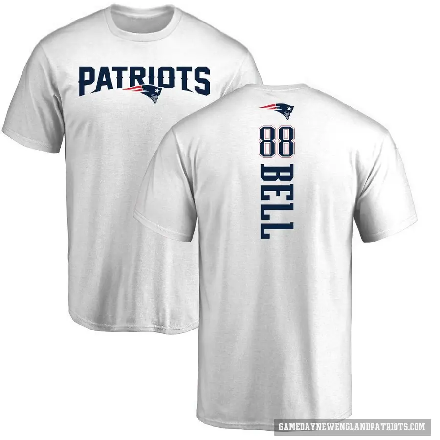 Men's ＃88 Jaheim Bell New England Patriots White Backer T-Shirt