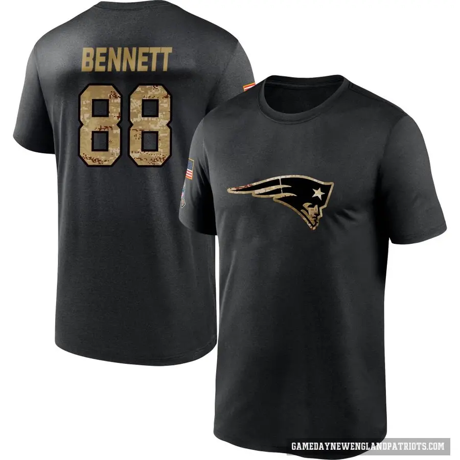 Men's ＃88 Martellus Bennett New England Patriots Black 2020 Salute To Service Performance T-Shirt