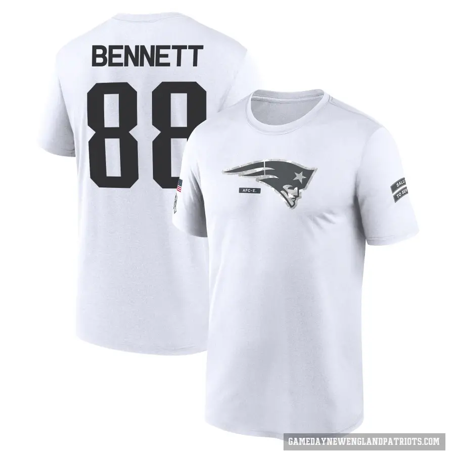 Men's ＃88 Martellus Bennett New England Patriots White 2024 Salute to Service Performance T-Shirt