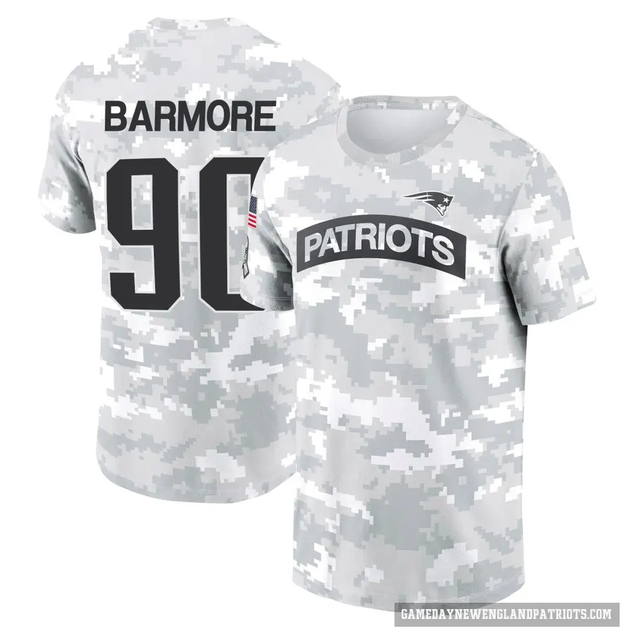 Men's ＃90 Christian Barmore New England Patriots Camo Arctic 2024 Salute to Service Performance T-Shirt