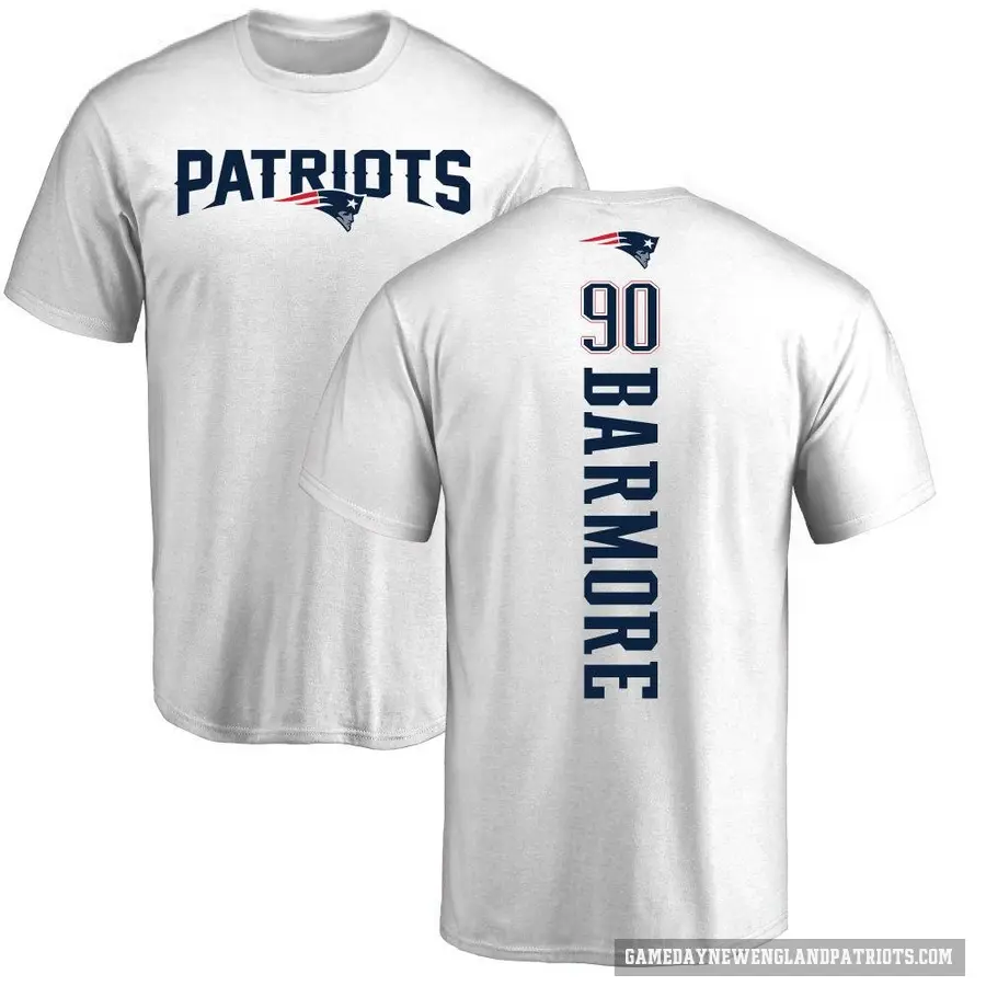 Men's ＃90 Christian Barmore New England Patriots White Backer T-Shirt