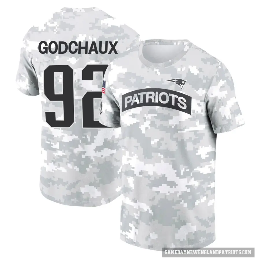 Men's ＃92 Davon Godchaux New England Patriots Camo Arctic 2024 Salute to Service Performance T-Shirt