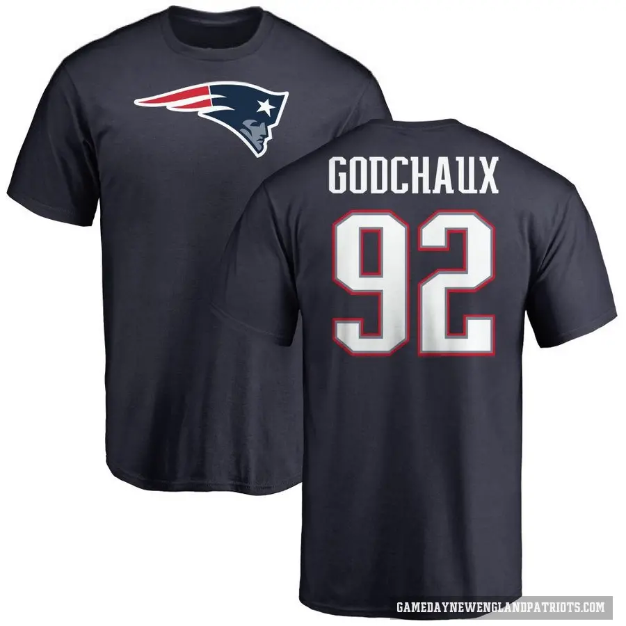 Men's ＃92 Davon Godchaux New England Patriots Navy Logo T-Shirt