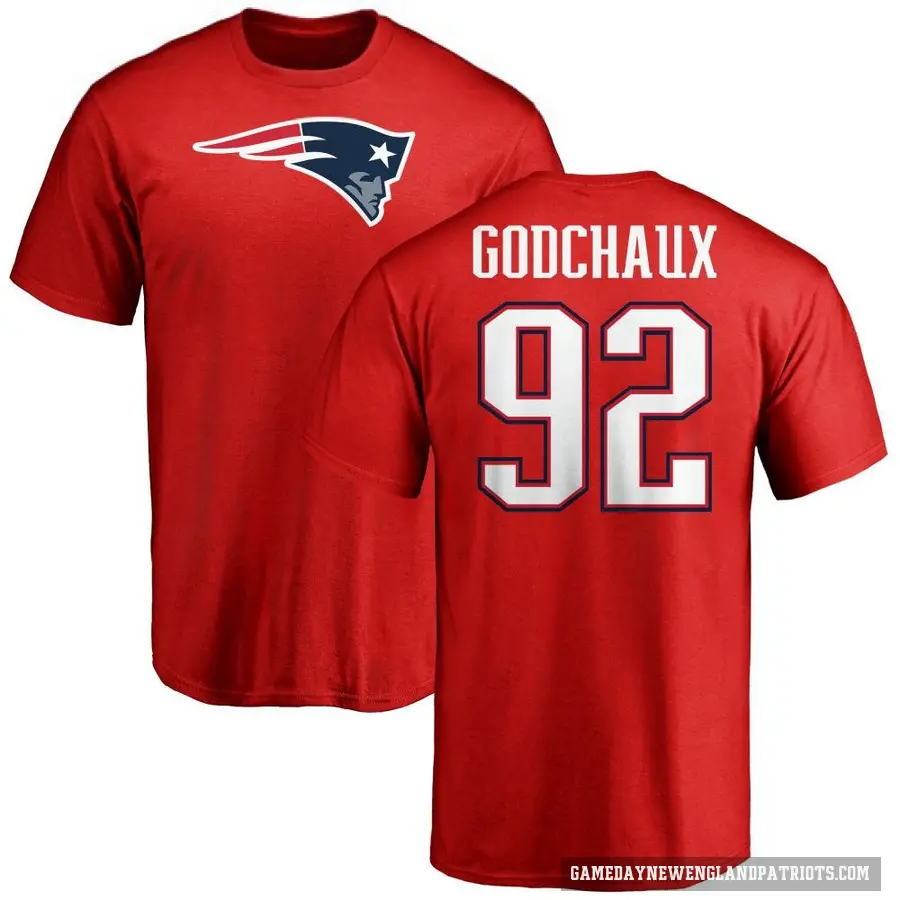 Men's ＃92 Davon Godchaux New England Patriots Red Logo T-Shirt