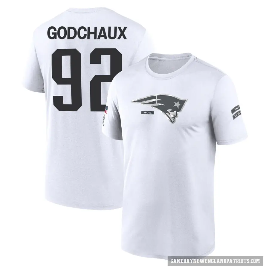 Men's ＃92 Davon Godchaux New England Patriots White 2024 Salute to Service Performance T-Shirt