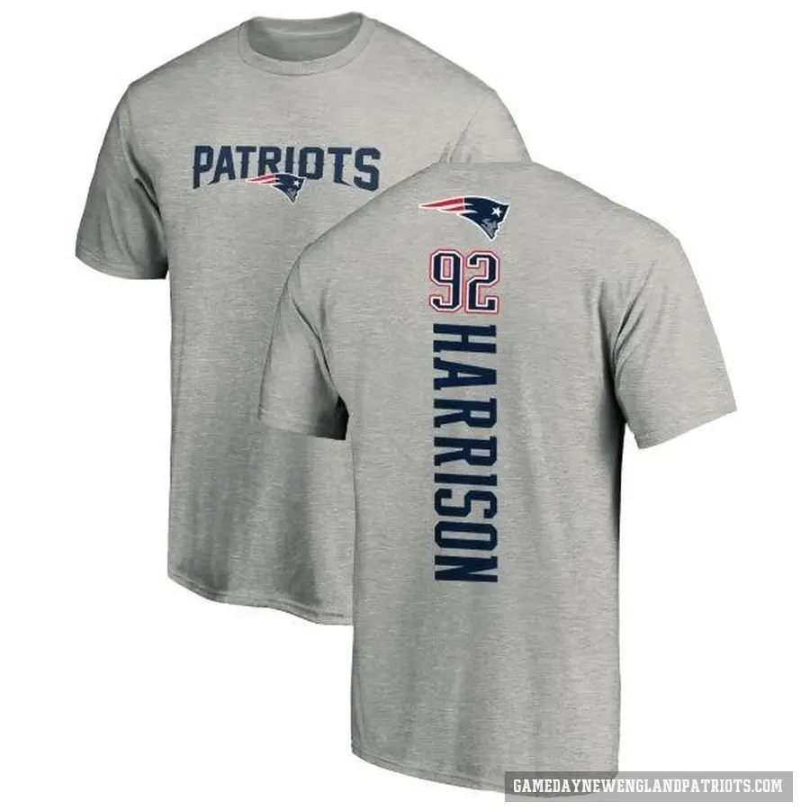 Men's ＃92 James Harrison New England Patriots Ash Backer T-Shirt