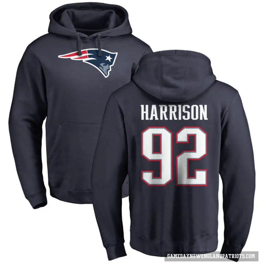 Men's ＃92 James Harrison New England Patriots Navy Pro Line Logo Pullover Hoodie