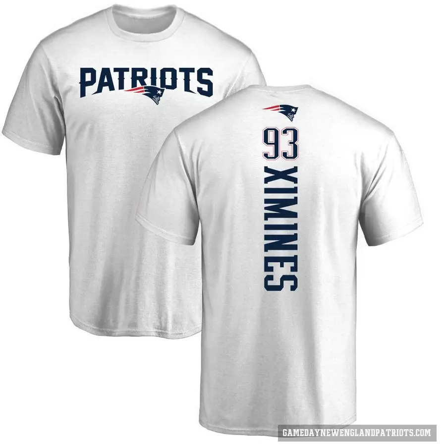 Men's ＃93 Oshane Ximines New England Patriots White Backer T-Shirt