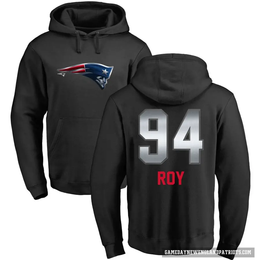 Men's ＃94 Jaquelin Roy New England Patriots Black Midnight Mascot Pullover Hoodie