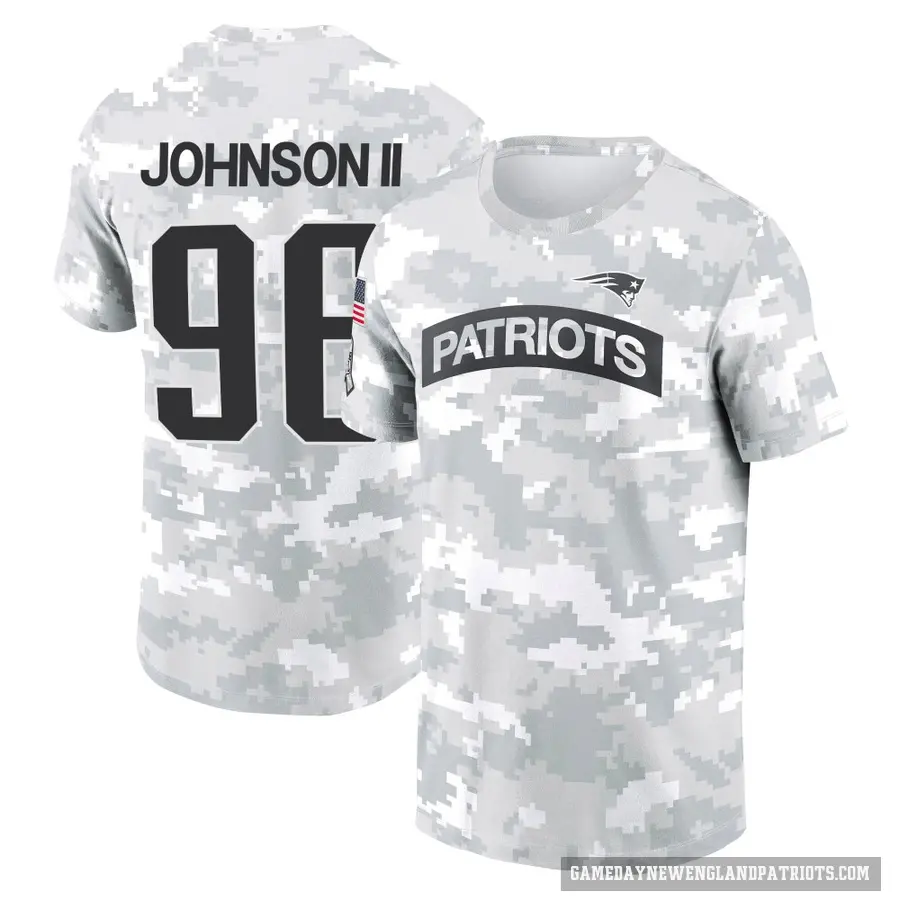 Men's ＃96 Eric Johnson II New England Patriots Camo Arctic 2024 Salute to Service Performance T-Shirt