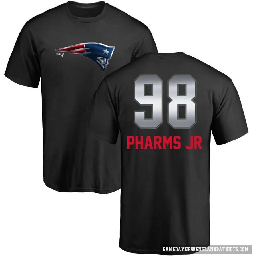 Men's ＃98 Jeremiah Pharms Jr. New England Patriots Black Midnight Mascot T-Shirt