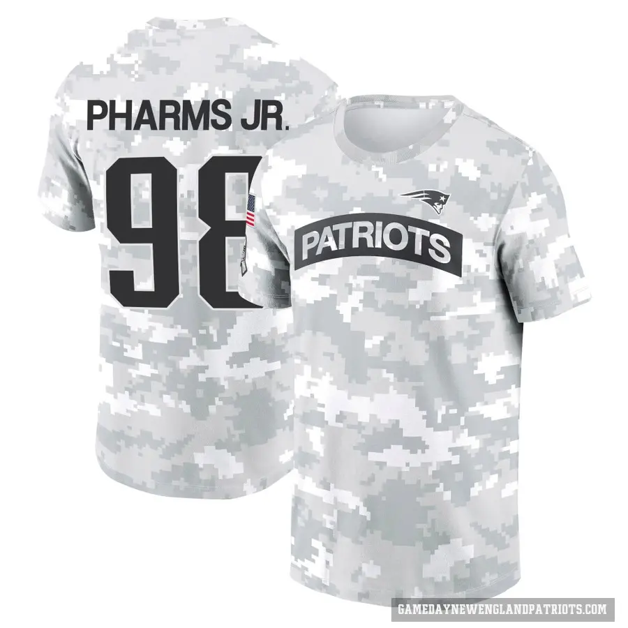 Men's ＃98 Jeremiah Pharms Jr. New England Patriots Camo Arctic 2024 Salute to Service Performance T-Shirt