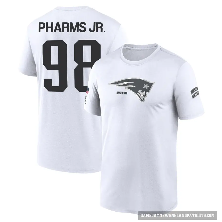 Men's ＃98 Jeremiah Pharms Jr. New England Patriots White 2024 Salute to Service Performance T-Shirt