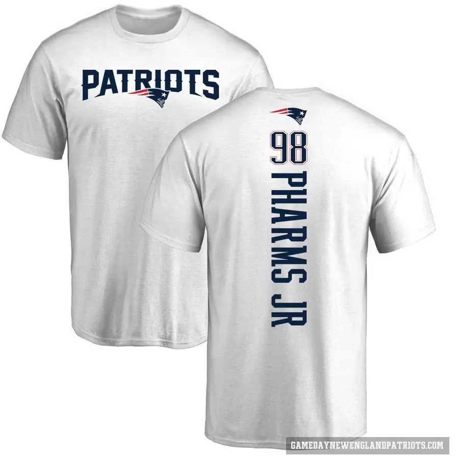 Men's ＃98 Jeremiah Pharms Jr. New England Patriots White Backer T-Shirt