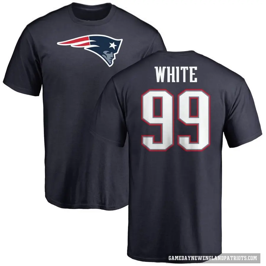 Men's ＃99 Keion White New England Patriots White Logo T-Shirt Navy