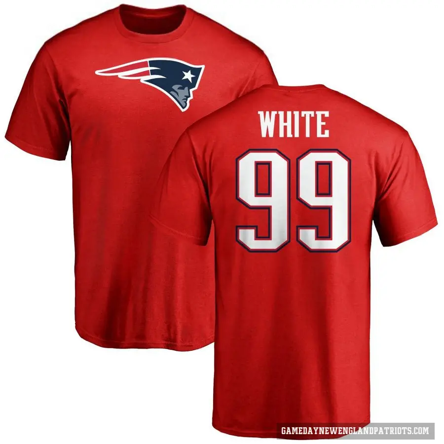 Men's ＃99 Keion White New England Patriots White Logo T-Shirt Red