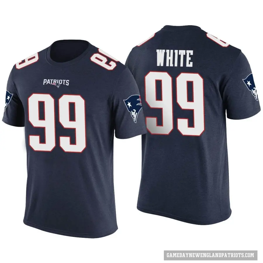 Men's ＃99 Keion White New England Patriots White Navy Color Rush T-Shirt