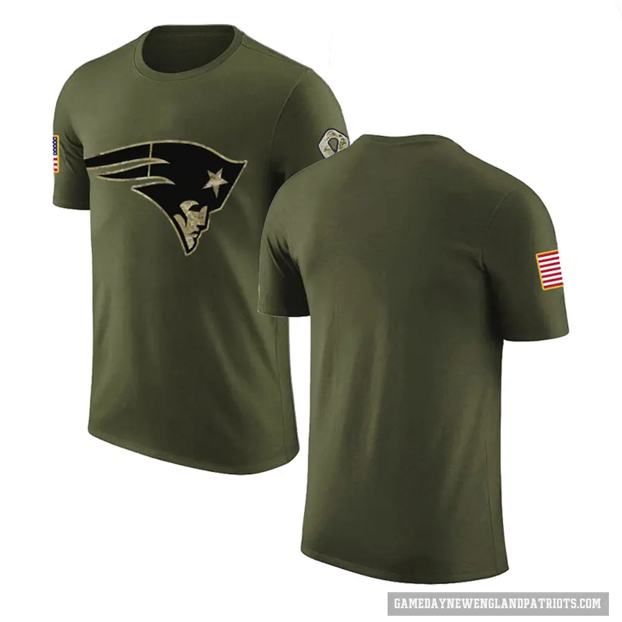 Men's Blank New England Patriots Olive Salute to Service T-Shirt