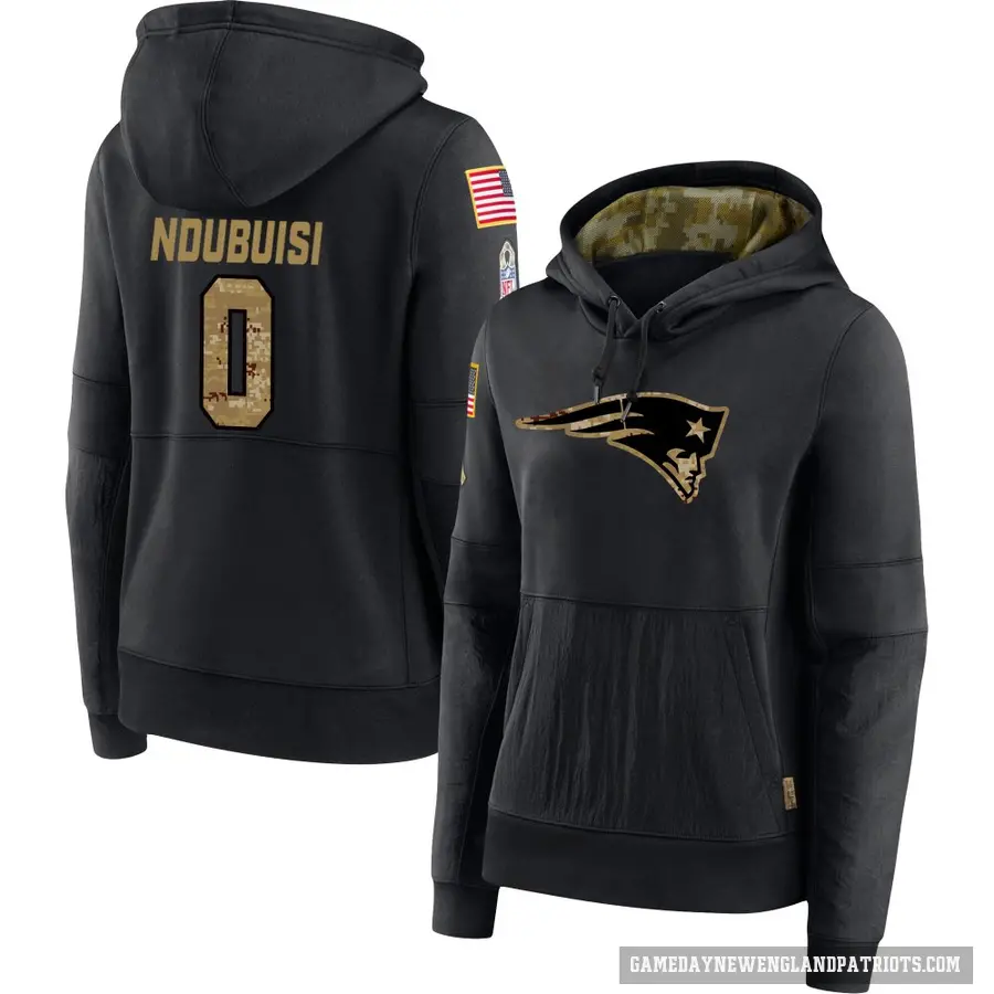 Women's ＃0 Haggai Ndubuisi New England Patriots Black 2020 Salute to Service Sideline Performance Pullover Hoodie