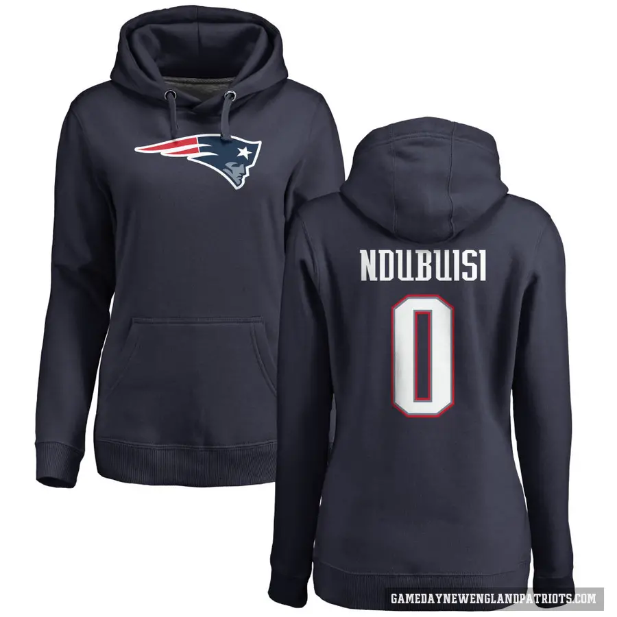 Women's ＃0 Haggai Ndubuisi New England Patriots Navy Pro Line Logo Pullover Hoodie