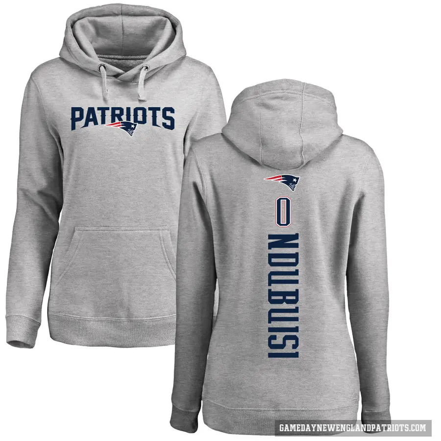 Women's ＃0 Haggai Ndubuisi New England Patriots Pro Line Ash Backer Pullover Hoodie