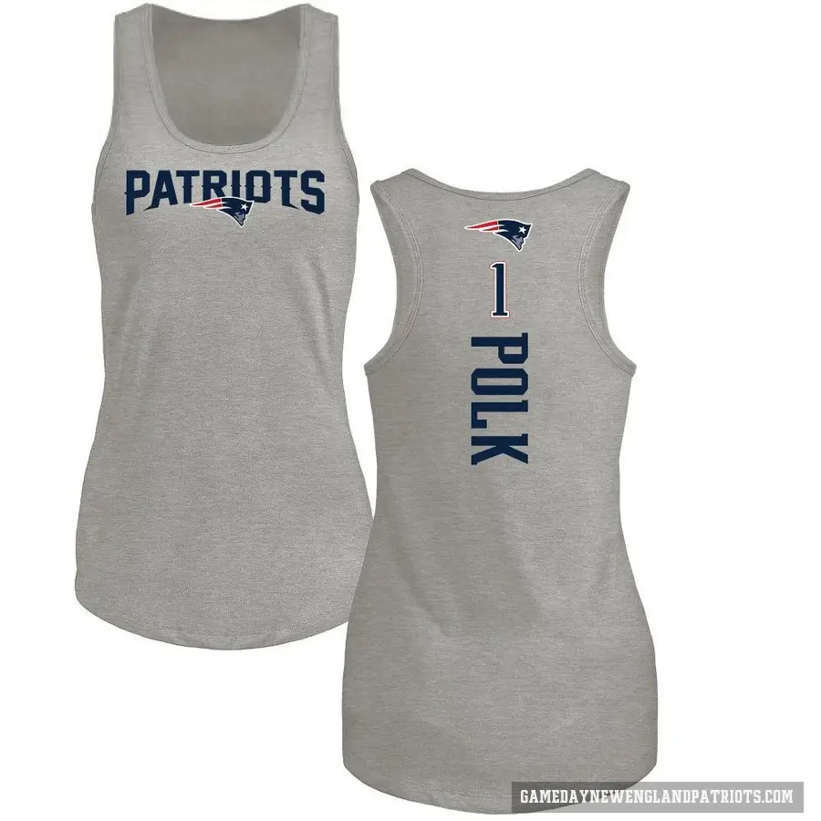 Women's ＃1 Ja'Lynn Polk New England Patriots Ash Backer Tank Top