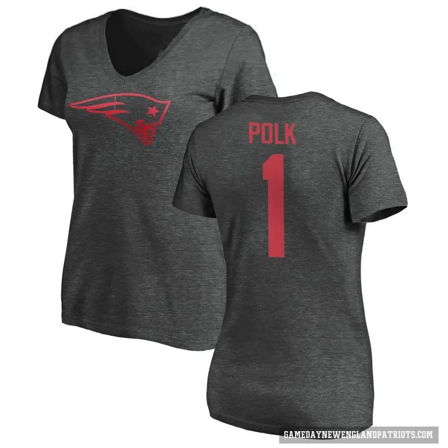 Women's ＃1 Ja'Lynn Polk New England Patriots Ash One Color T-Shirt