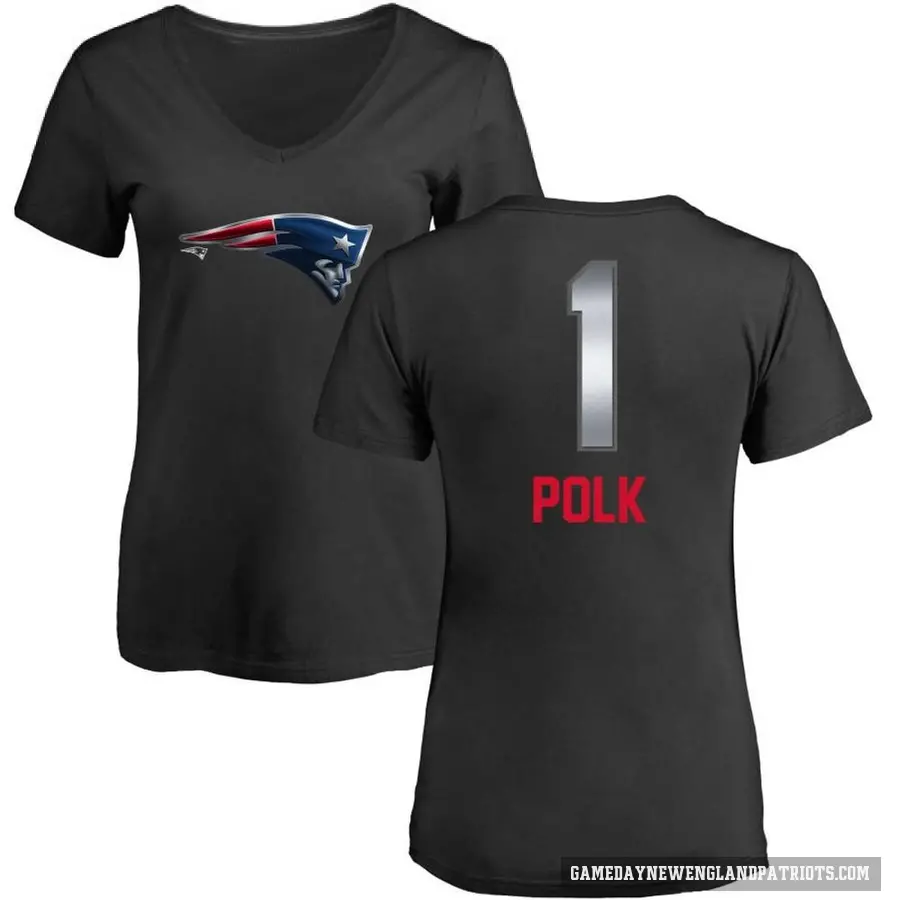 Women's ＃1 Ja'Lynn Polk New England Patriots Black Midnight Mascot T-Shirt