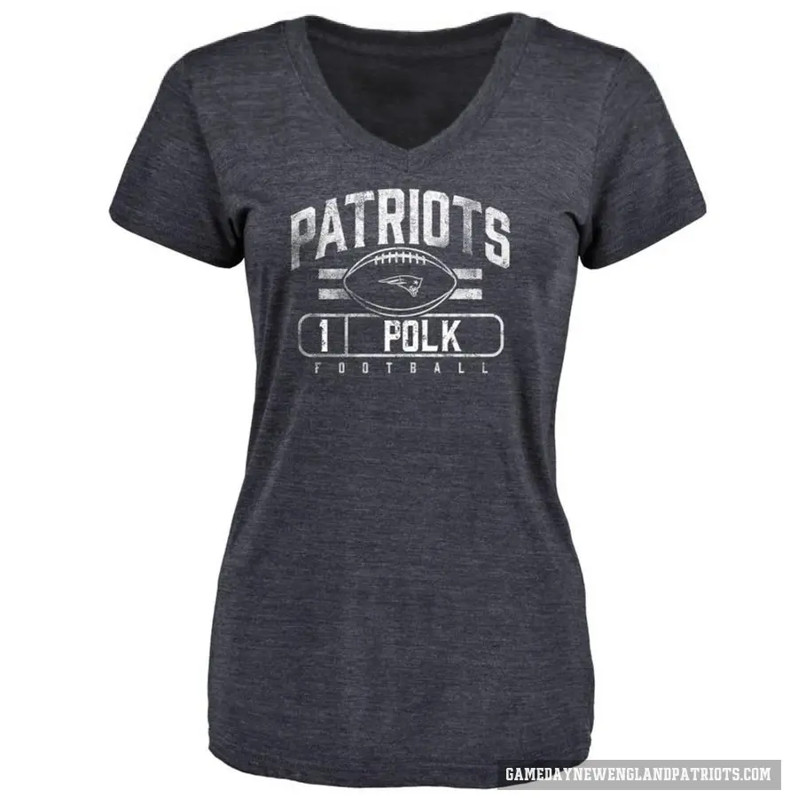 Women's ＃1 Ja'Lynn Polk New England Patriots Navy Flanker T-Shirt