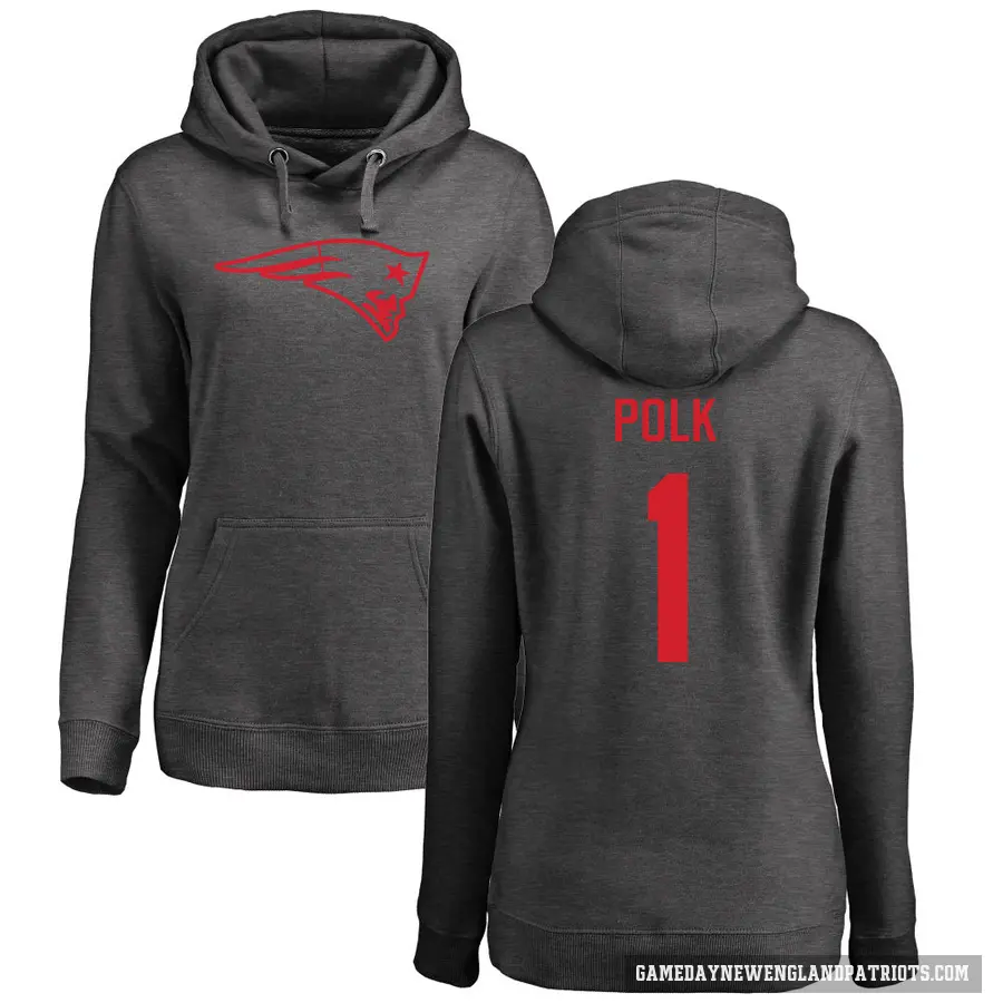 Women's ＃1 Ja'Lynn Polk New England Patriots Pro Line by Branded Ash One Color Pullover Hoodie