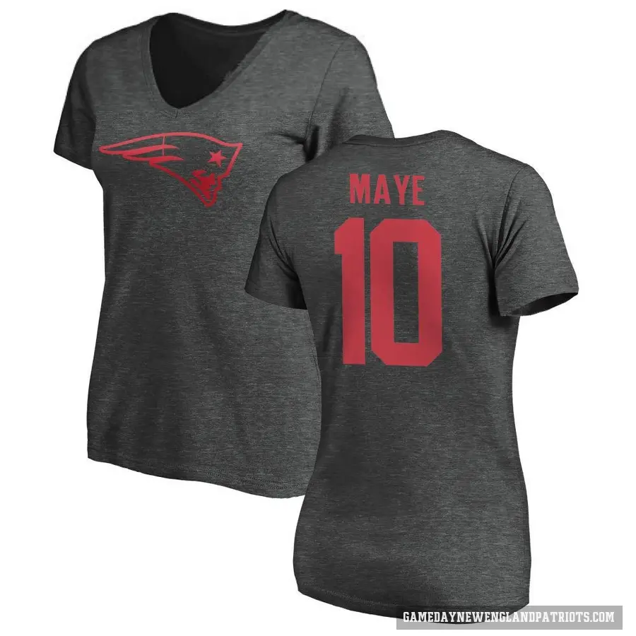 Women's ＃10 Drake Maye New England Patriots Ash One Color T-Shirt