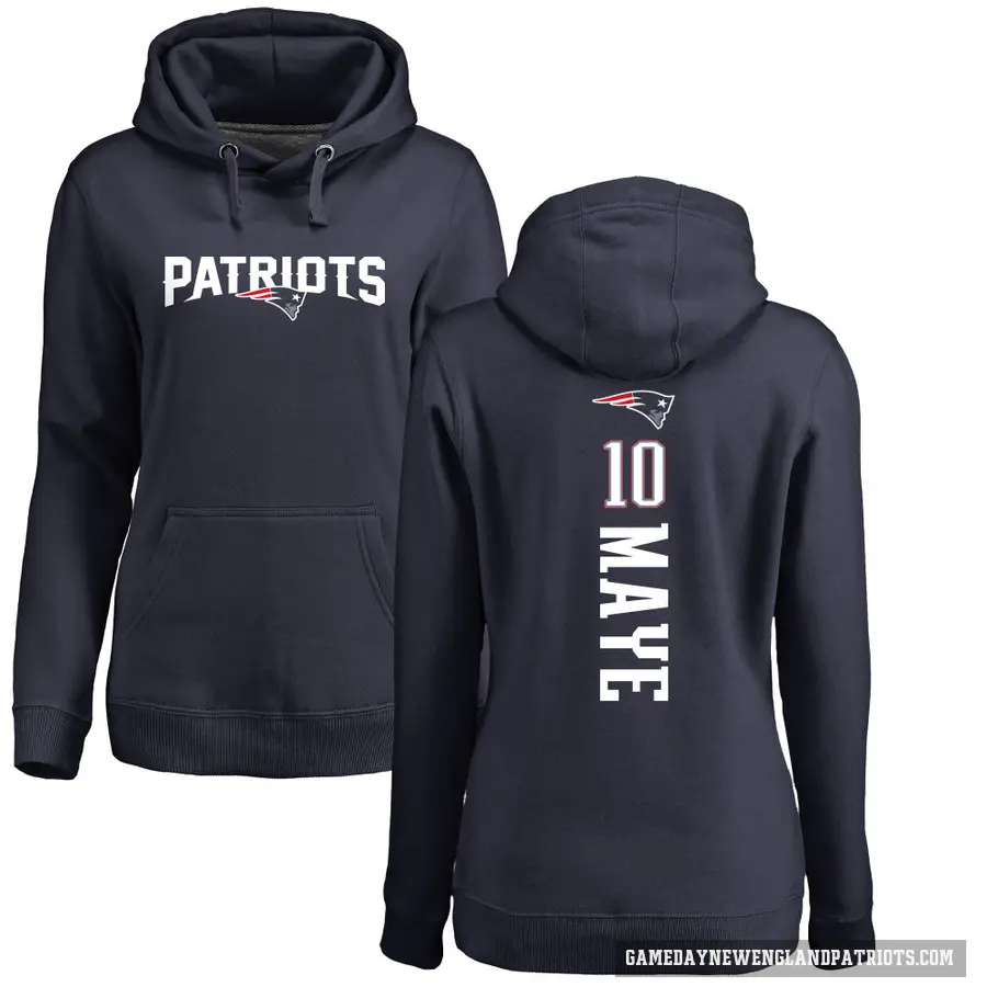 Women's ＃10 Drake Maye New England Patriots Navy Pro Line Backer Pullover Hoodie